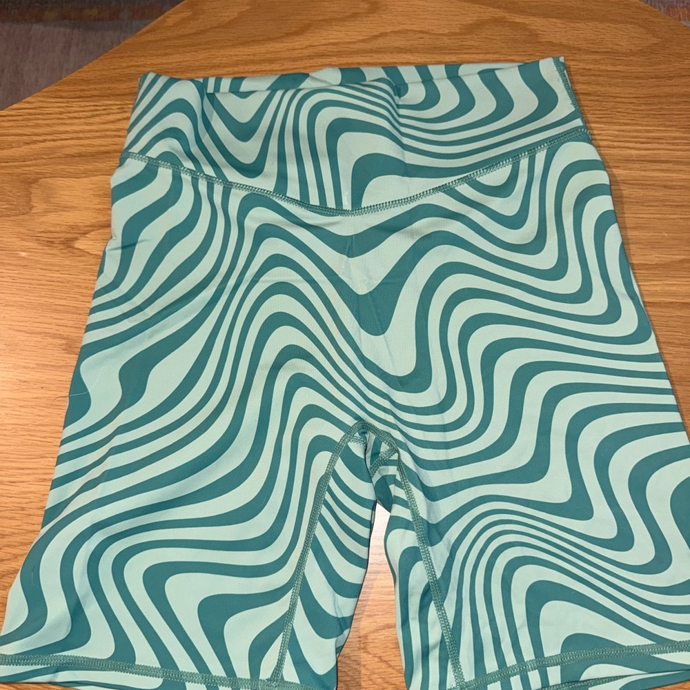 Balance Athletica Teal and Cream Wave Shorts